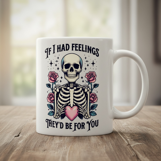 Quirky Valentine Skeleton Mug 11oz | Gothic Valentine's Day Gift