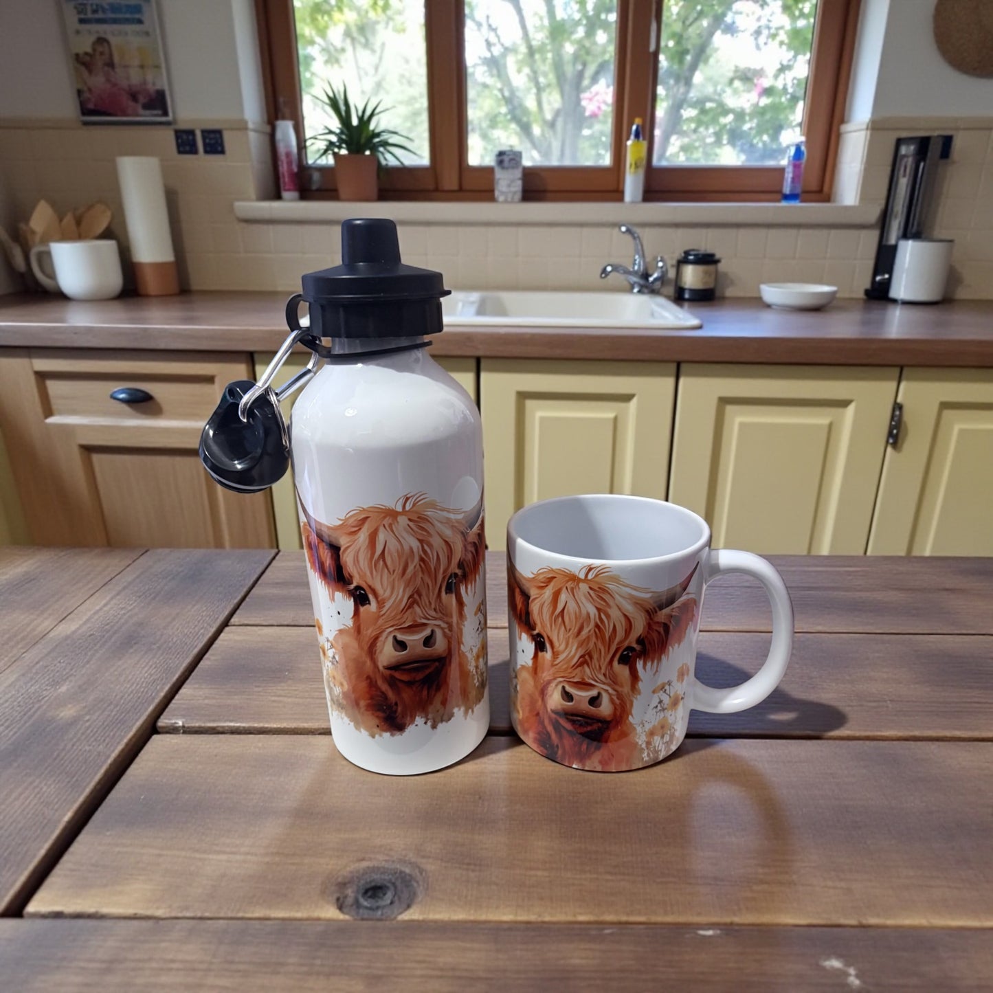 Personalised Highland Cow Stainless Steel Water Bottle