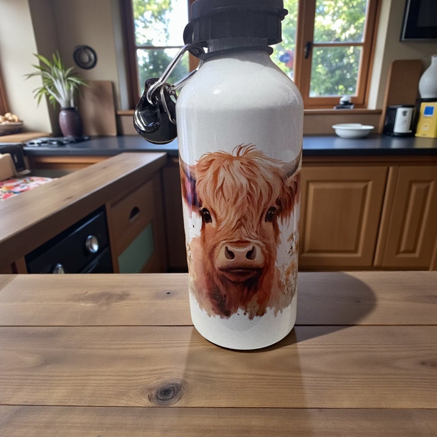 Personalised Highland Cow Stainless Steel Water Bottle