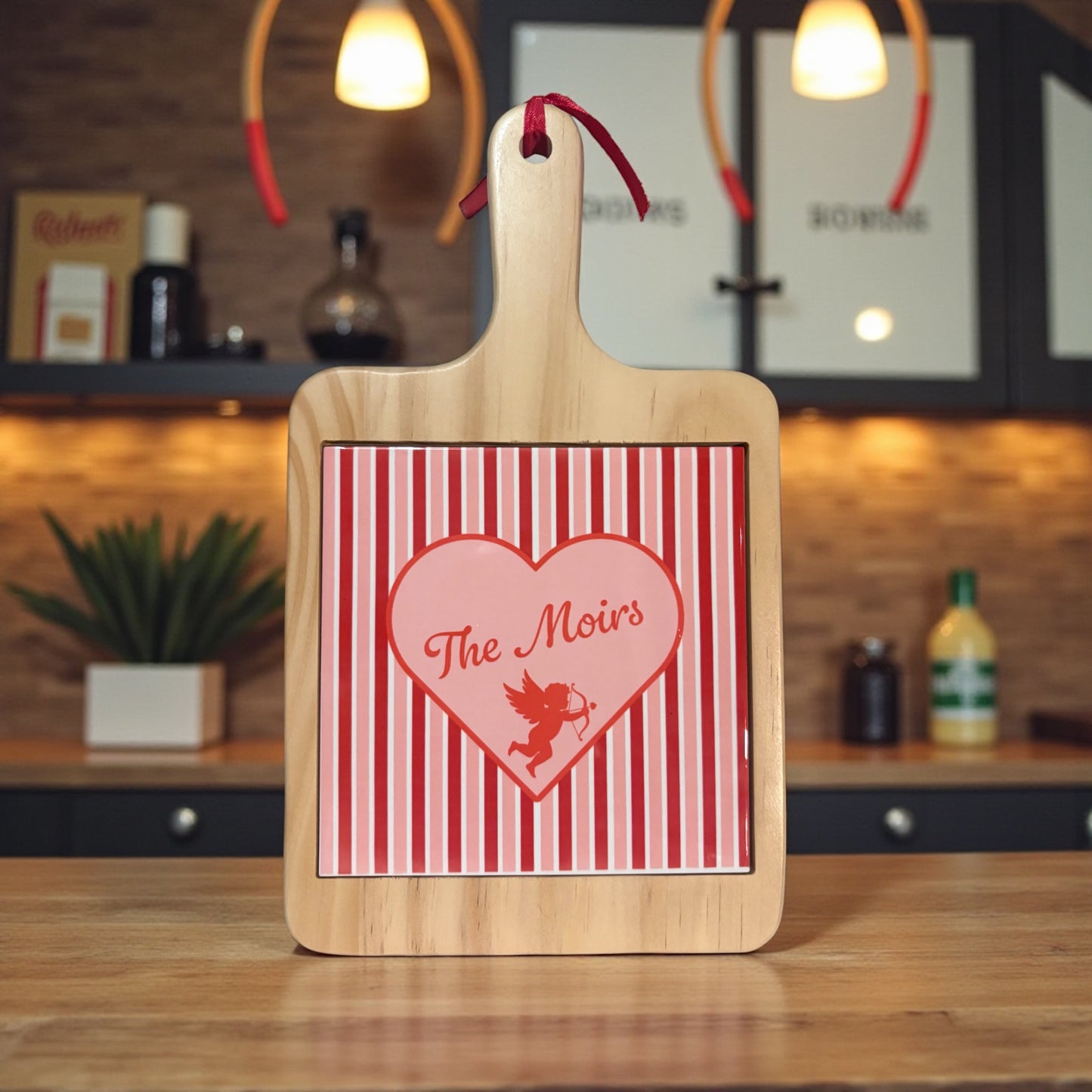 Personalised Heart Wooden Ceramic Cheese Board - Wedding Engagement Valentine Gift