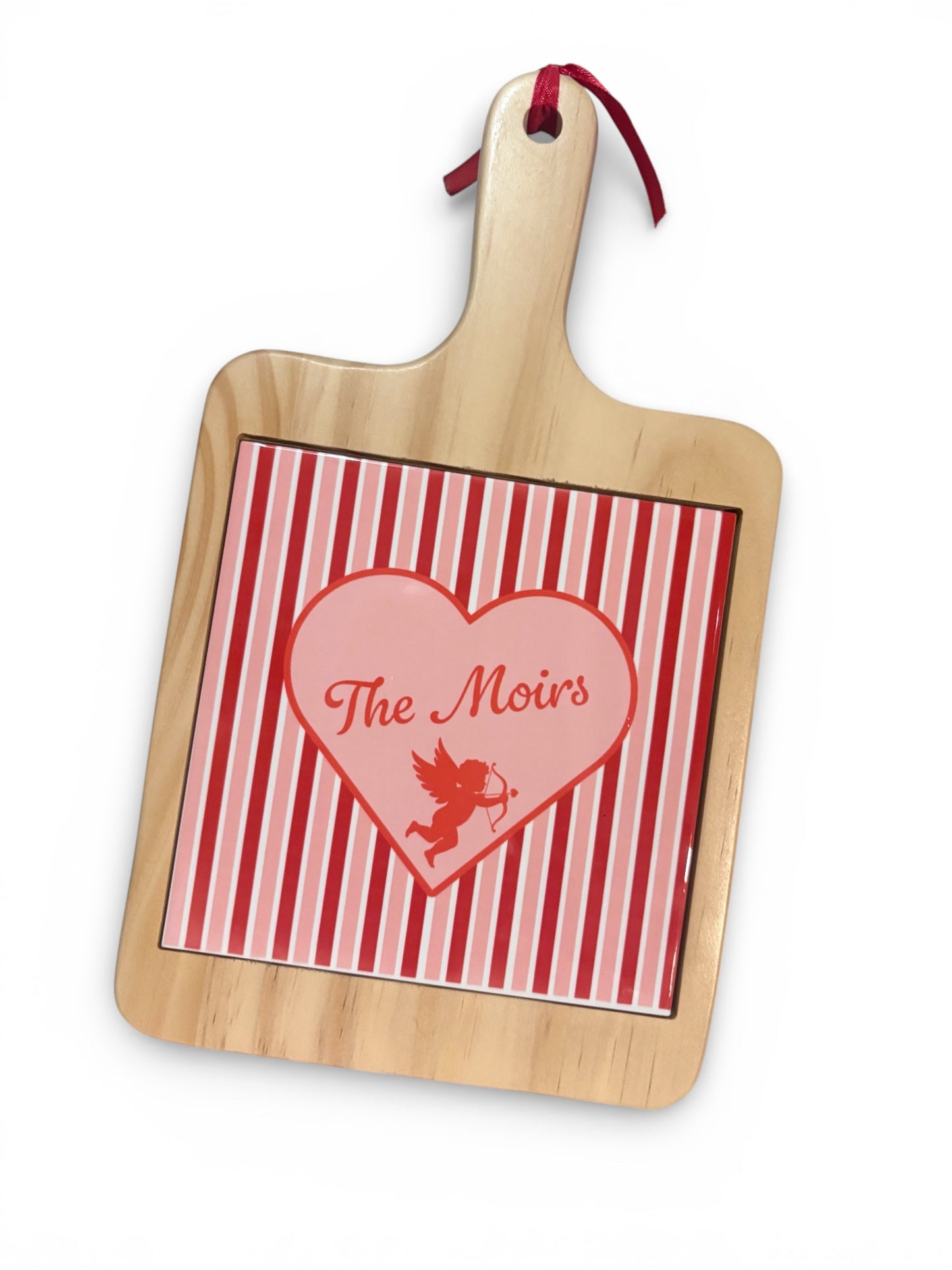Personalised Heart Wooden Ceramic Cheese Board - Wedding Engagement Valentine Gift