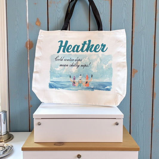 Personalised Wild Swimming Tote Bag - Cold Water Dips Mean Chilly Nips