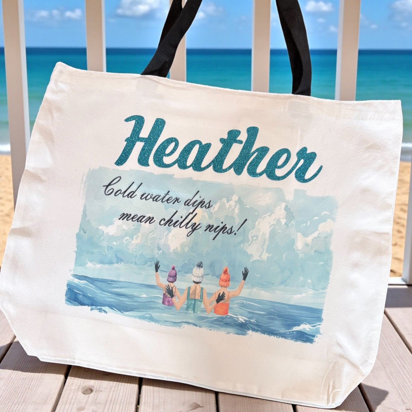 Personalised Wild Swimming Tote Bag - Cold Water Dips Mean Chilly Nips
