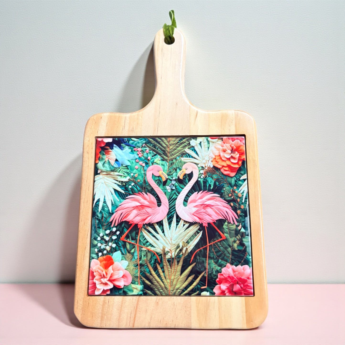 Flamingo Tile Beech Wood Cheeseboard 18cm x 30cm