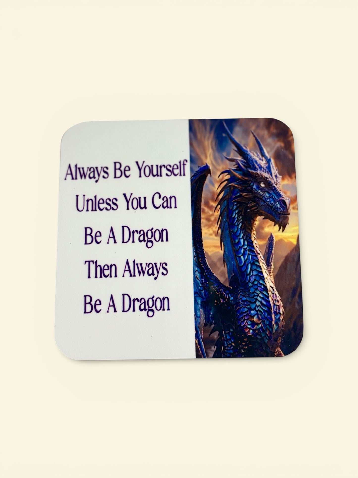 Dragon Coaster - Glossy Cardboard Coaster with Uplifting Phrase