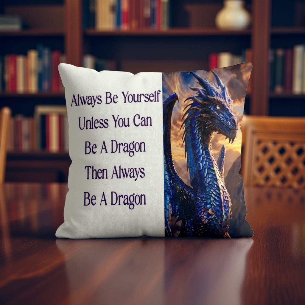 Always Be Yourself Dragon Quote Cushion - Linen Look