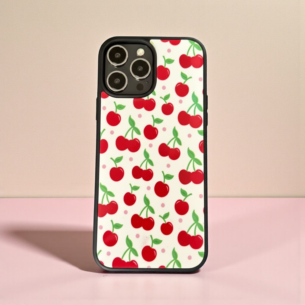 Ditsy Cherry Phone Case - Cute Glossy Protective Cover