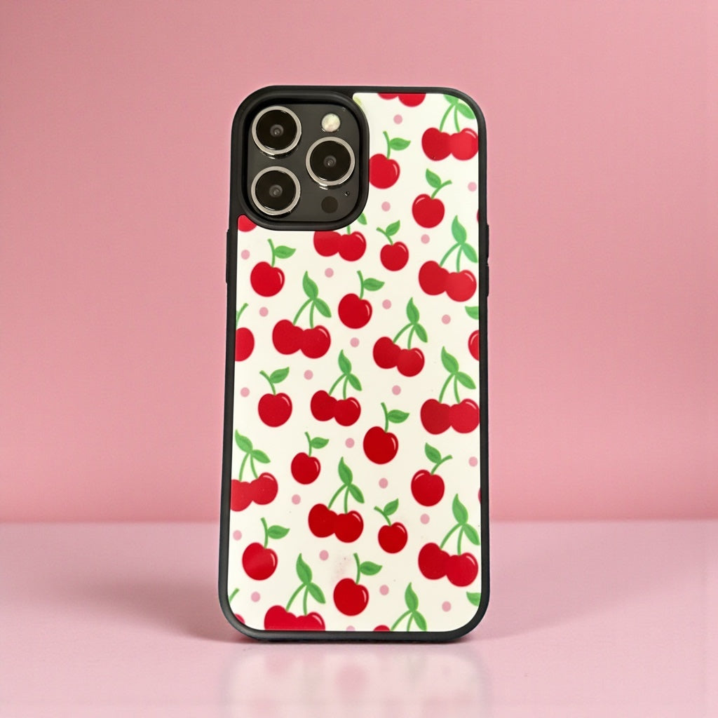 Ditsy Cherry Phone Case - Cute Glossy Protective Cover