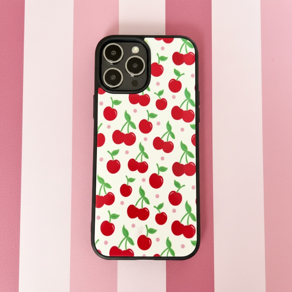 Ditsy Cherry Phone Case - Cute Glossy Protective Cover