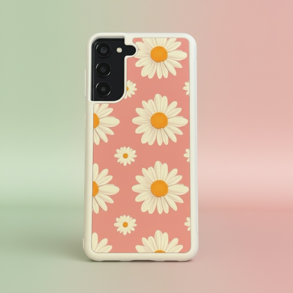 Pink Daisy Phone Case - Pastel Floral Protective Cover for All Models