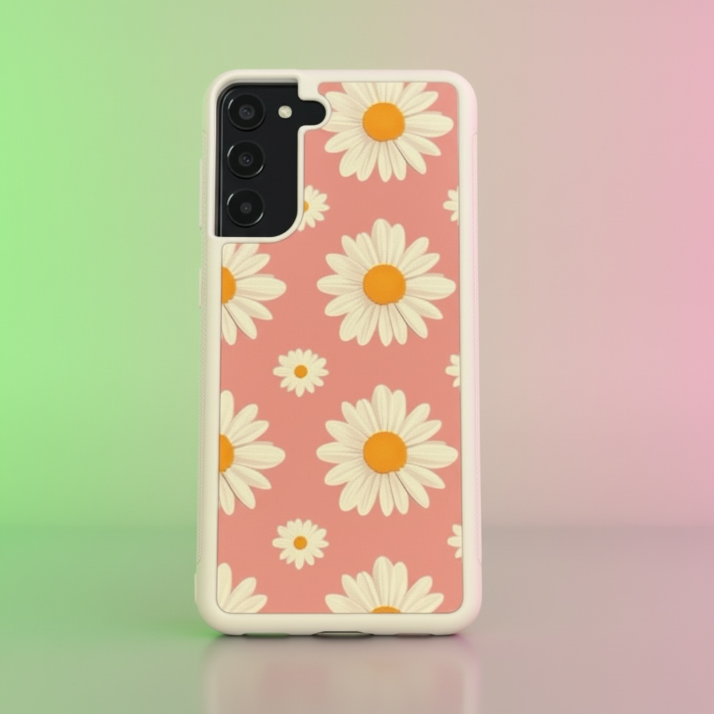Pink Daisy Phone Case - Pastel Floral Protective Cover for All Models