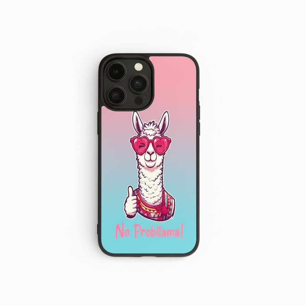 Funny Llama Phone Case - 'No Probllama' Glossy Protective Cover