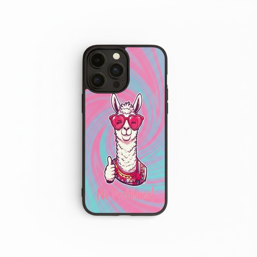 Funny Llama Phone Case - 'No Probllama' Glossy Protective Cover