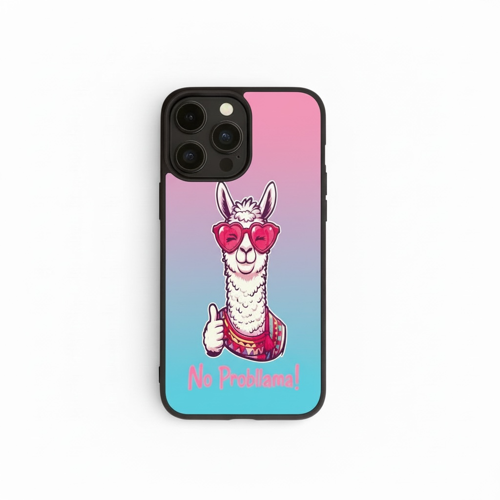 Funny Llama Phone Case - 'No Probllama' Glossy Protective Cover