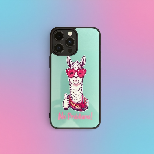 Funny Llama Phone Case - 'No Probllama' Glossy Protective Cover