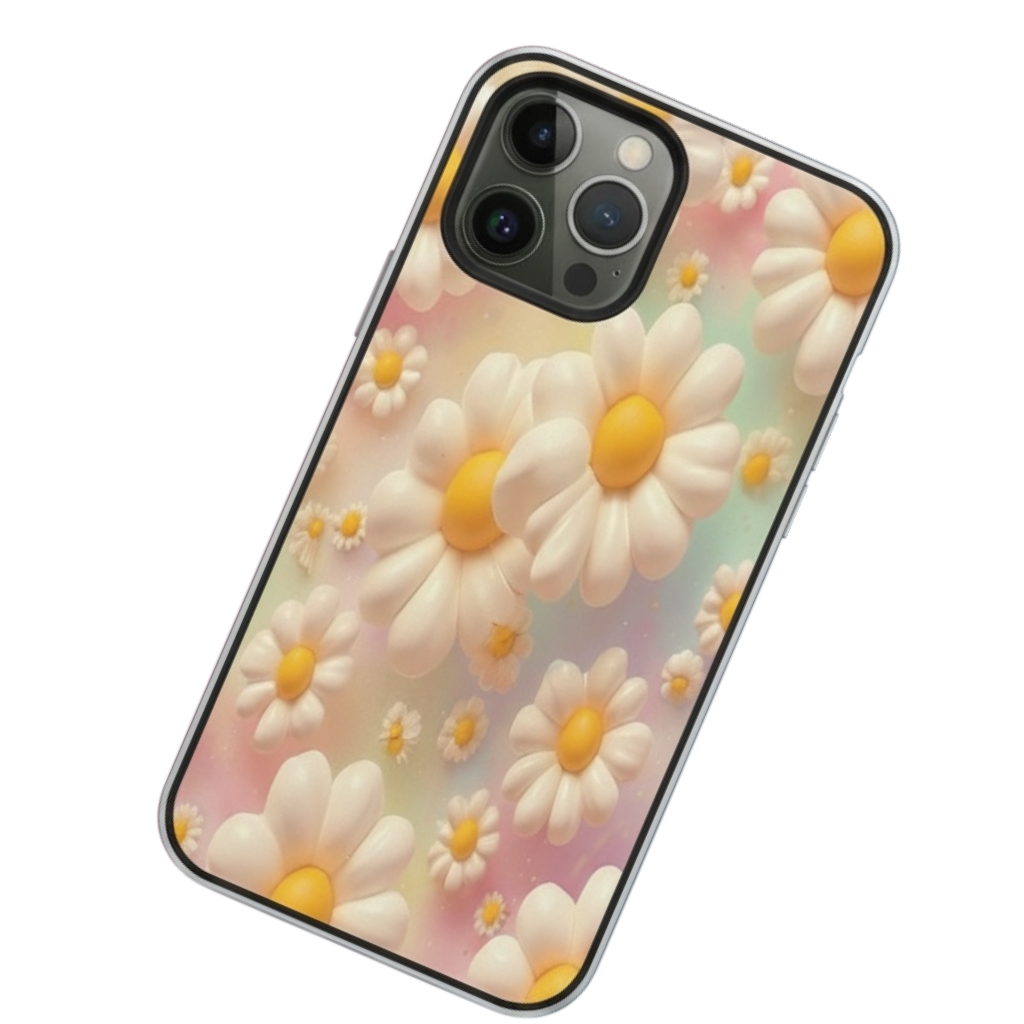3D Daisy Phone Case - Pastel Floral Protective Cover for All Models