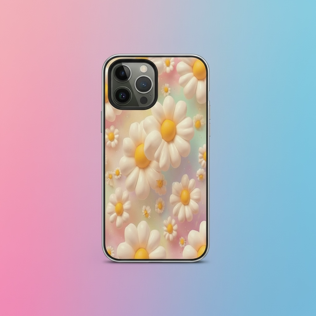 3D Daisy Phone Case - Pastel Floral Protective Cover for All Models