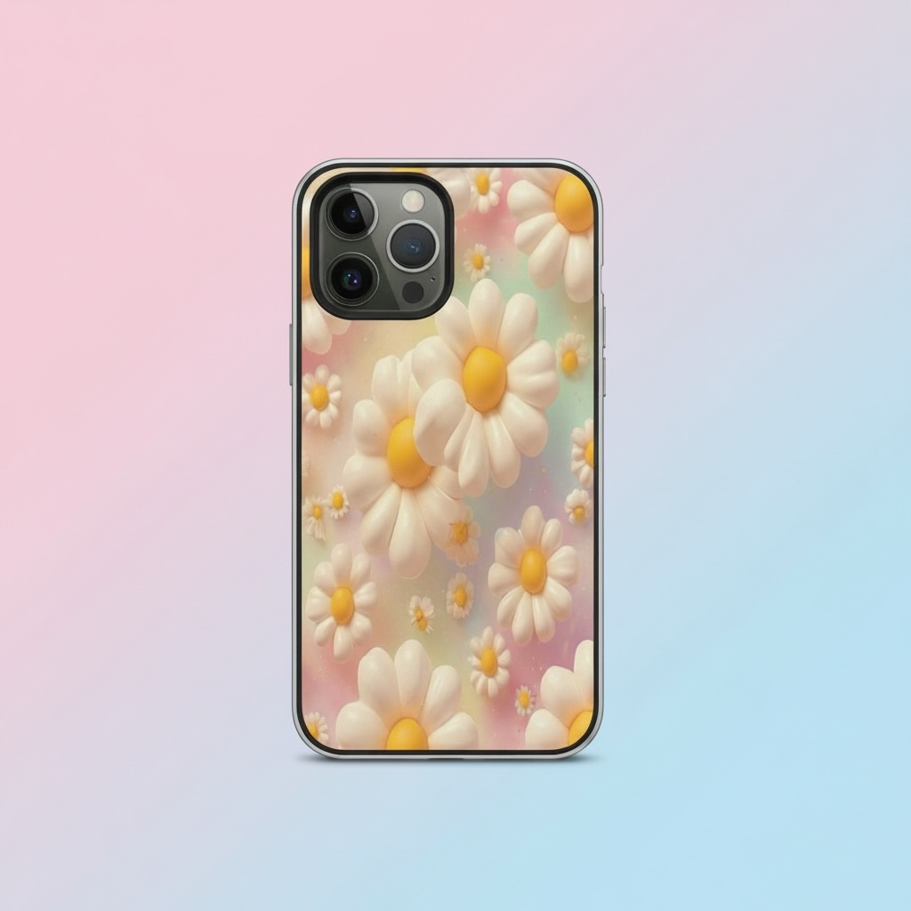 3D Daisy Phone Case - Pastel Floral Protective Cover for All Models