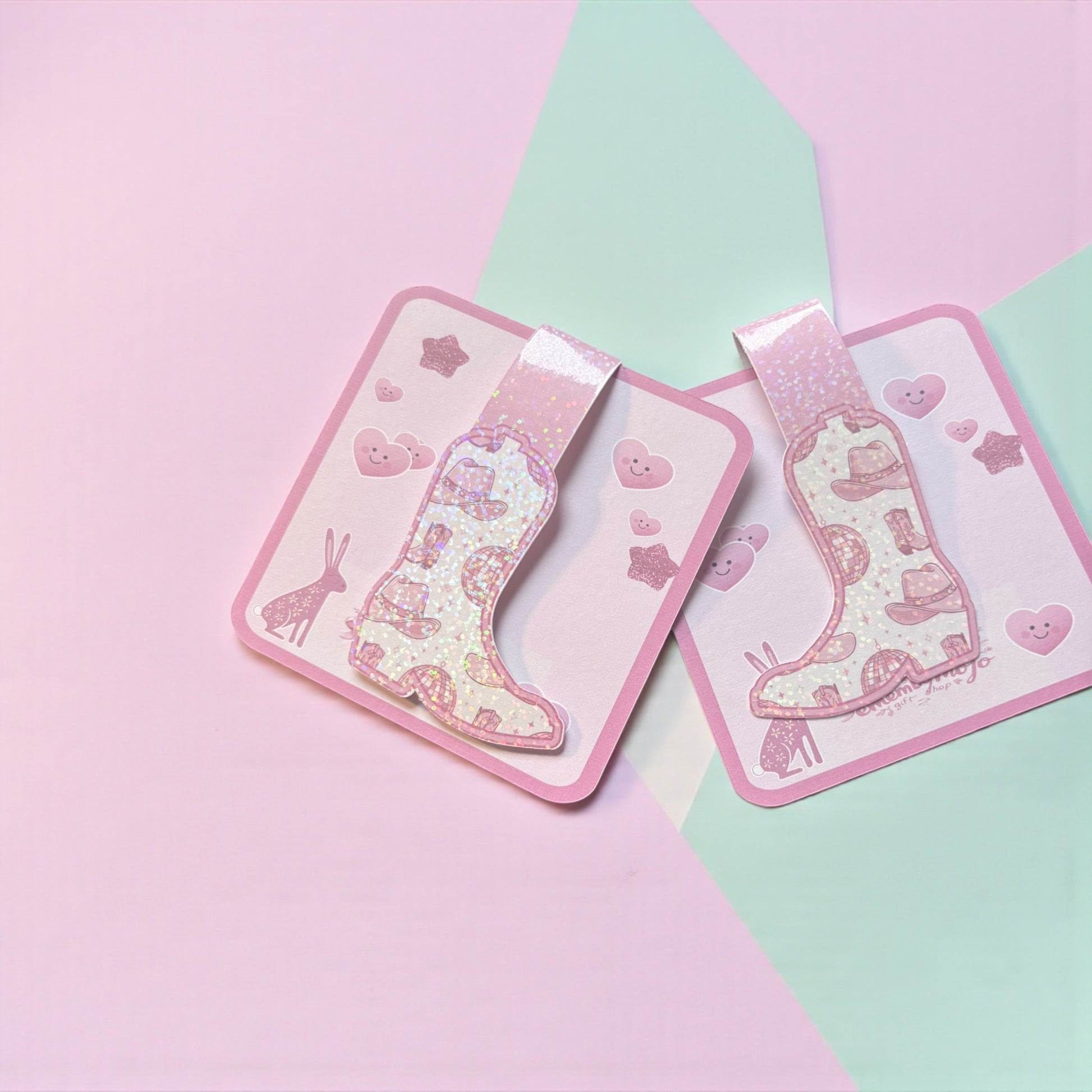 Glitter Magnetic Cowgirl Boot Bookmark - Pink