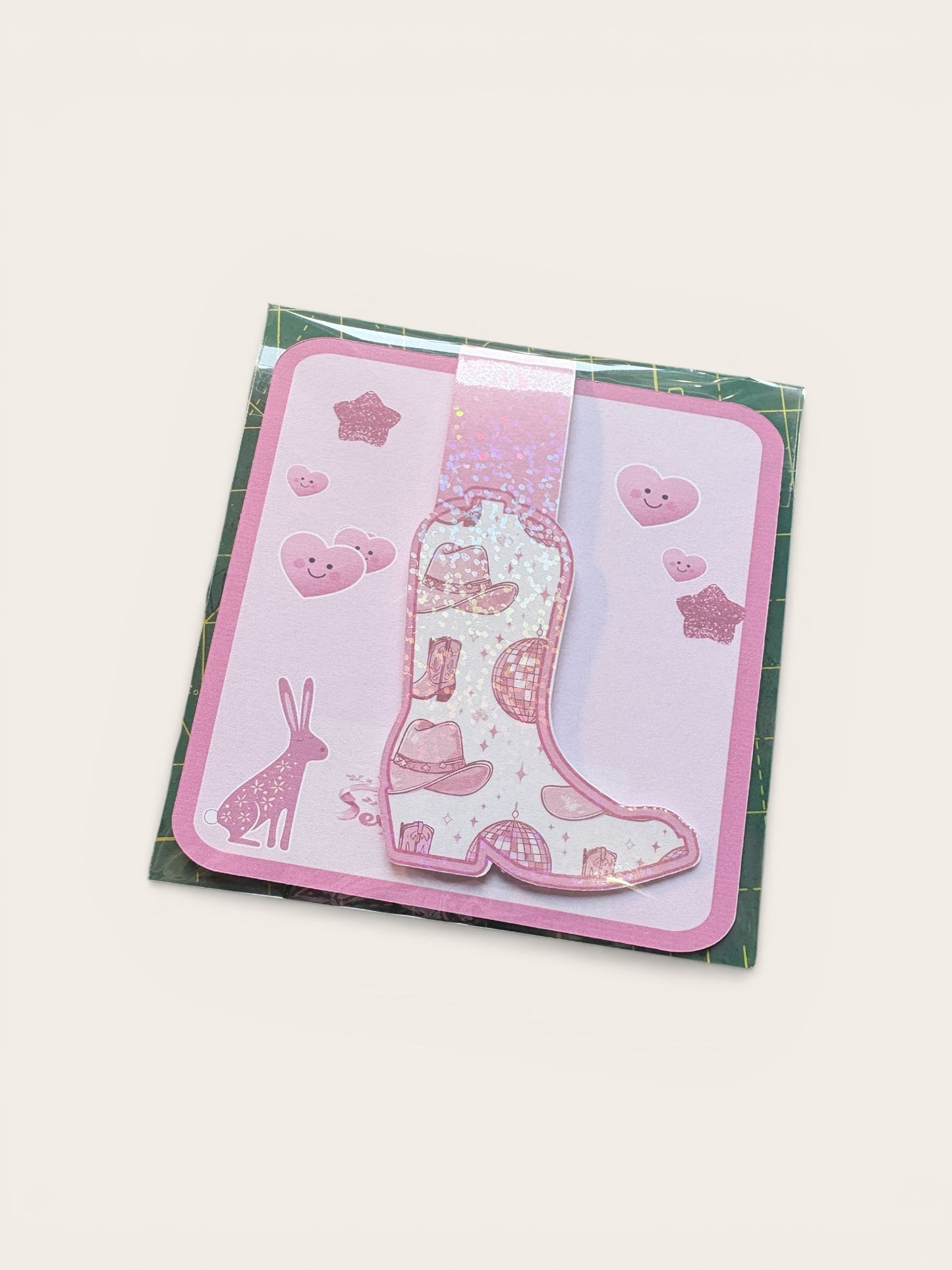 Glitter Magnetic Cowgirl Boot Bookmark - Pink