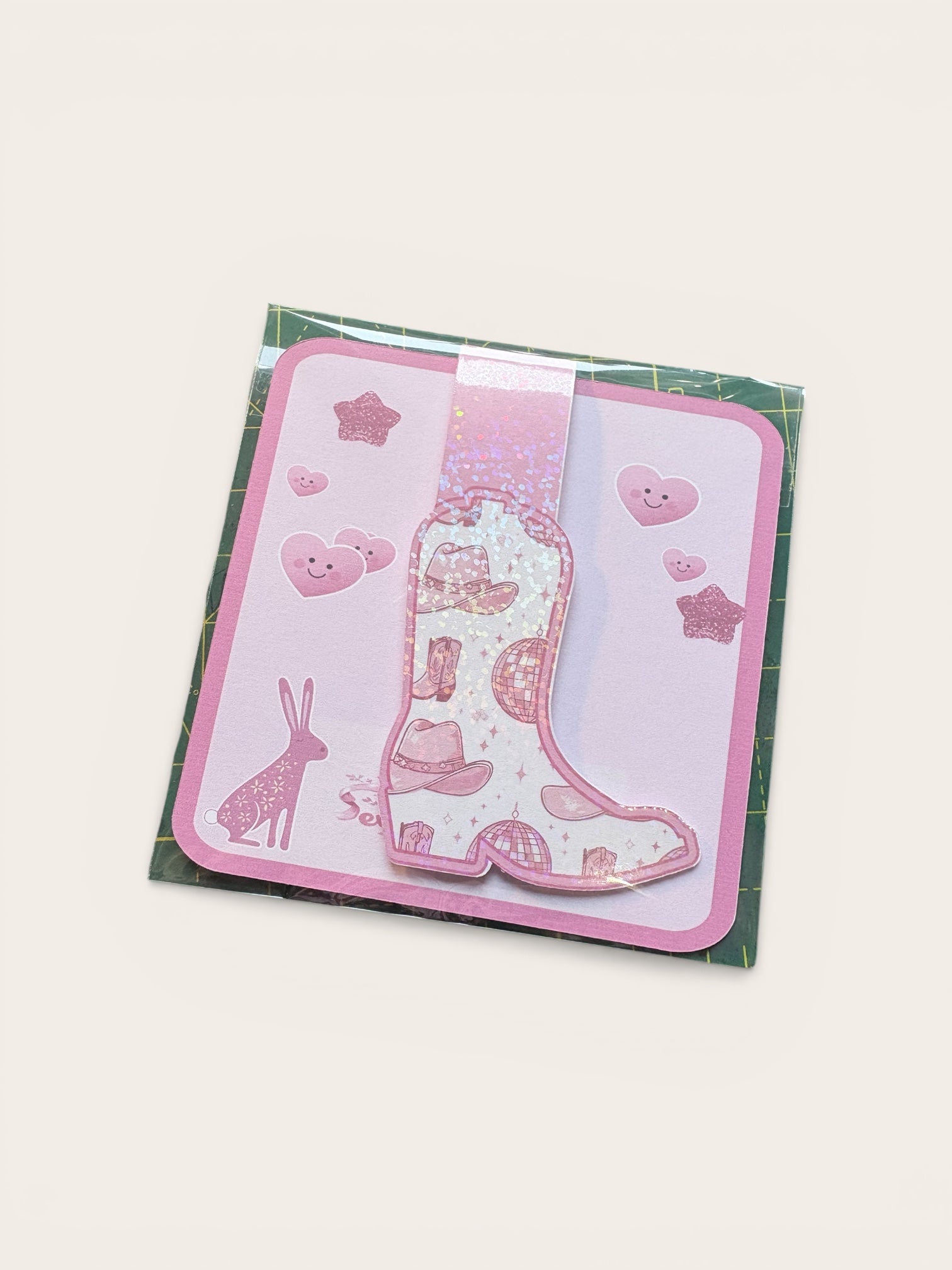 Glitter Magnetic Cowgirl Boot Bookmark - Pink