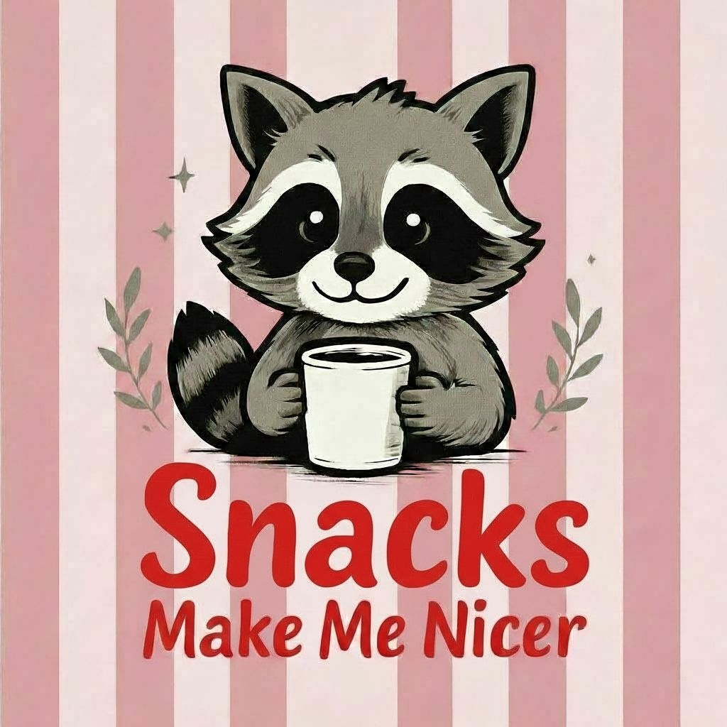 Pink Raccoon Print - Snacks Make Me Nicer