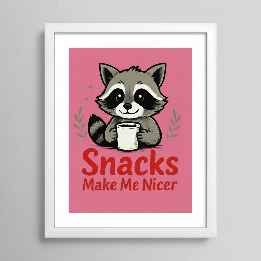 Raccoon Print - Snacks Make Me Nicer