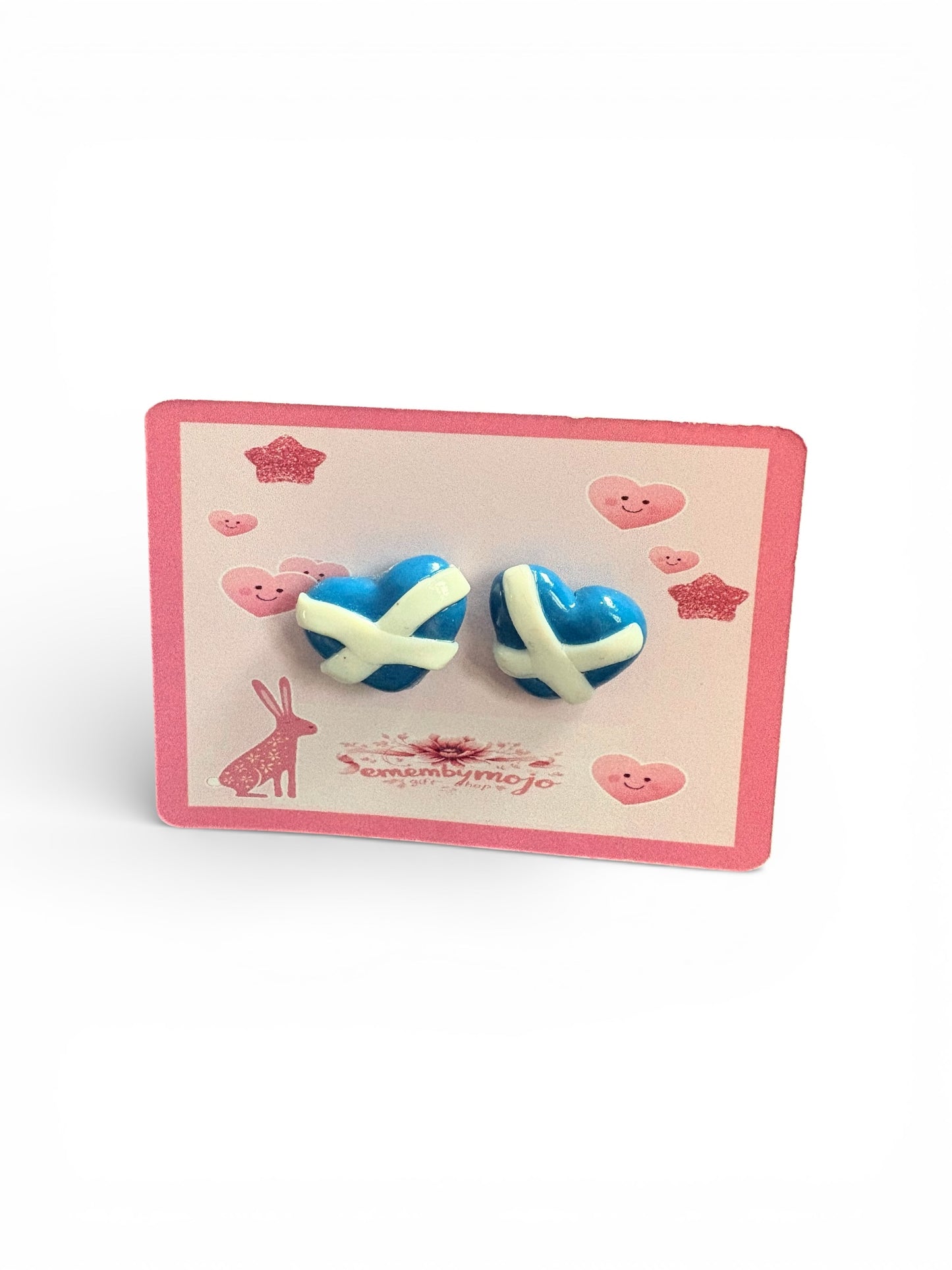 Handmade Scottish Saltire Heart Stud Earrings