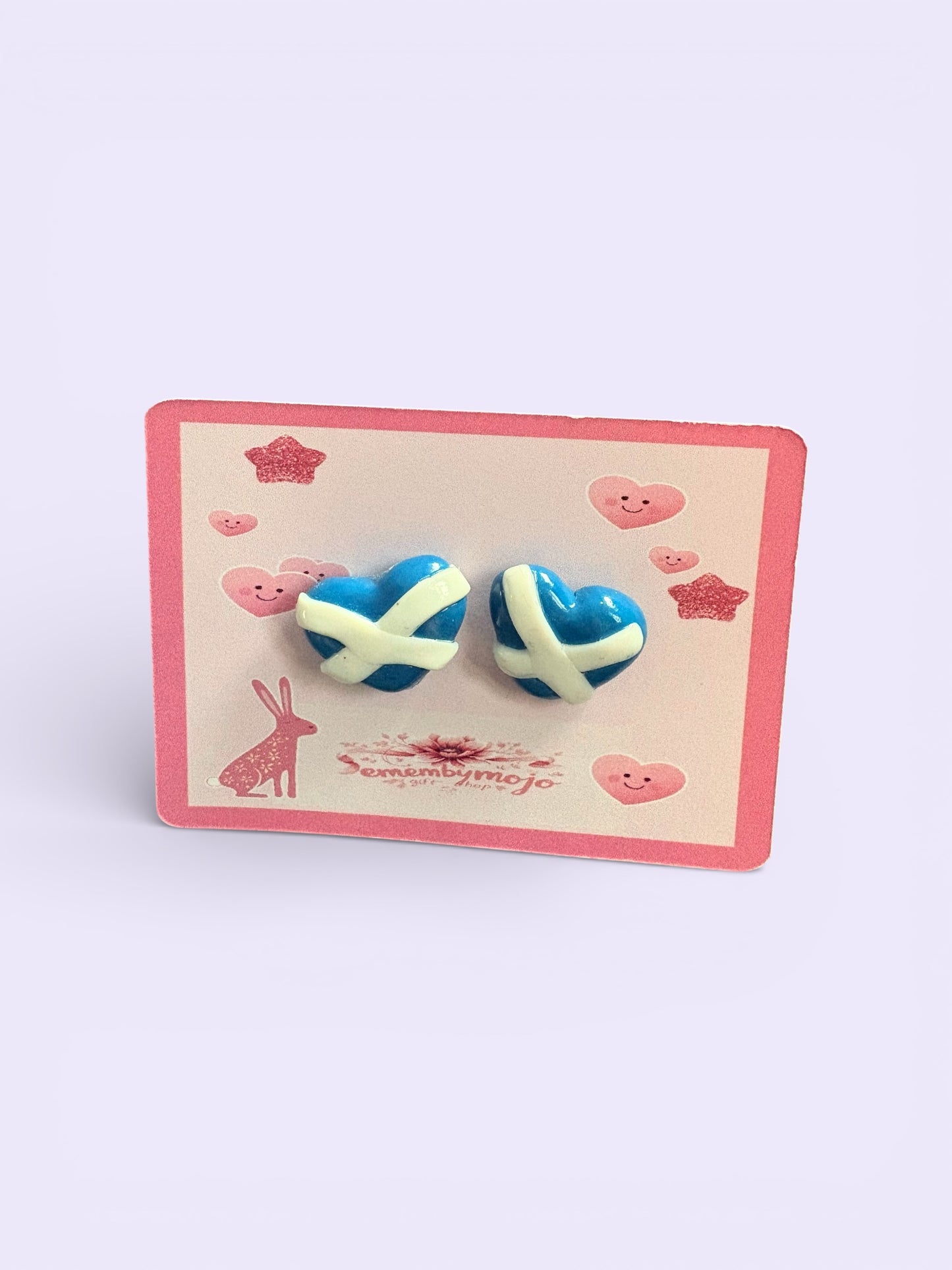 Handmade Scottish Saltire Heart Stud Earrings