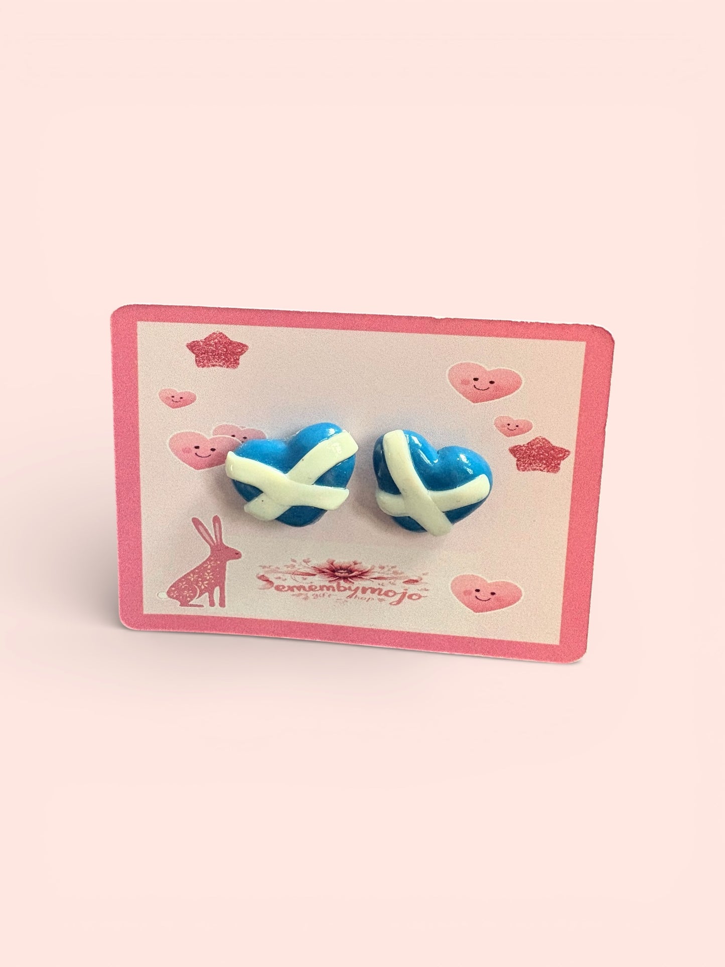 Handmade Scottish Saltire Heart Stud Earrings