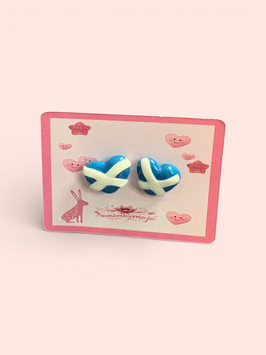 Handmade Scottish Saltire Heart Stud Earrings