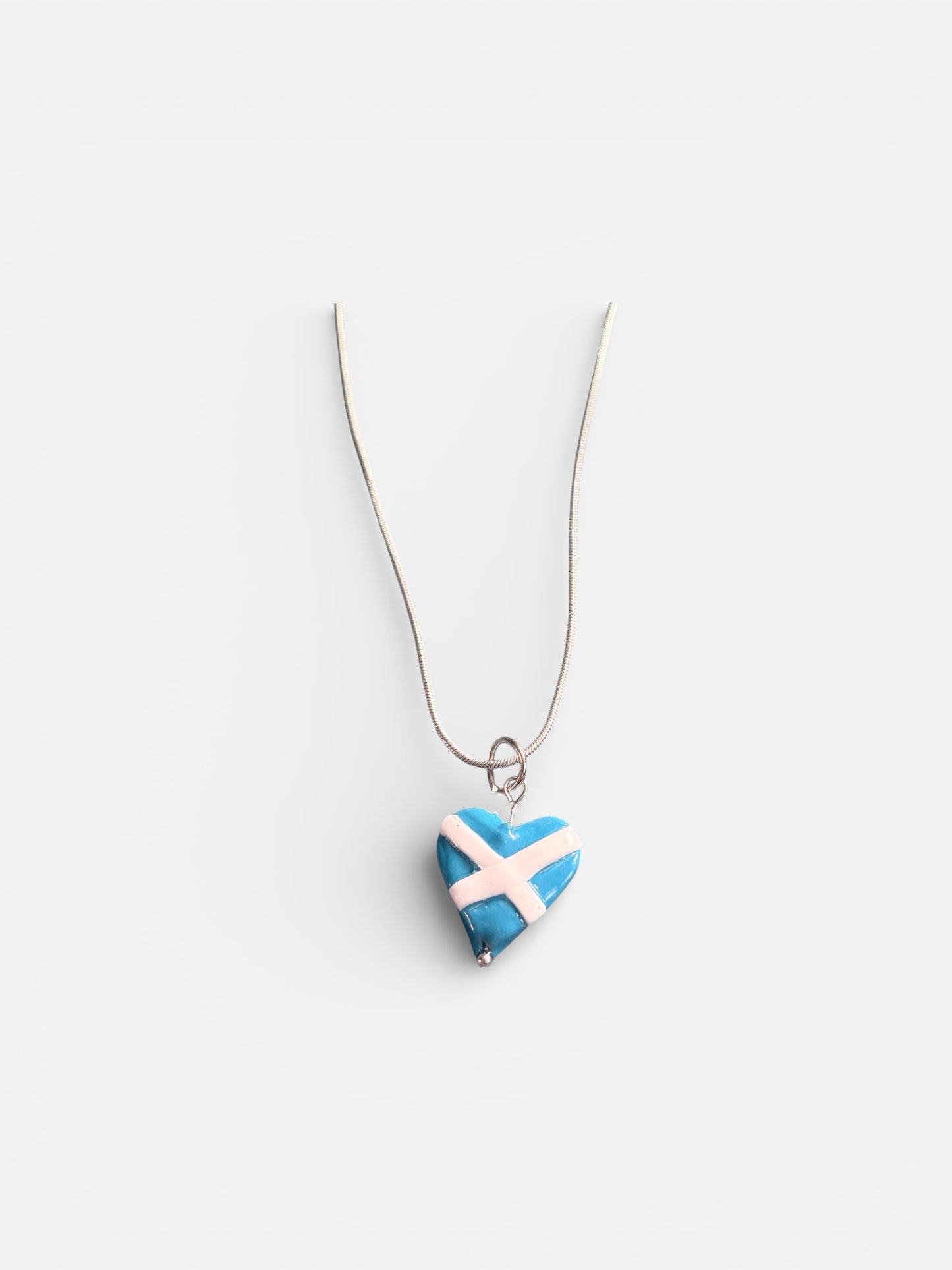 Scottish Saltire Heart Necklace with Silver Fittings