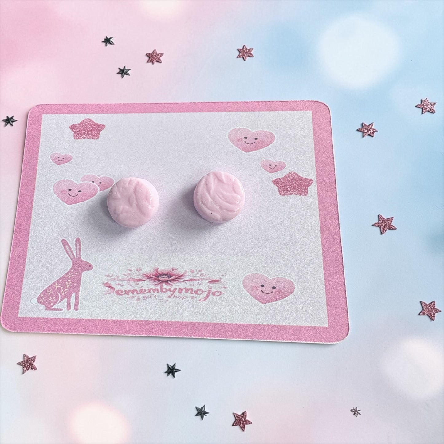Handmade Pink Clay Stud Earrings
