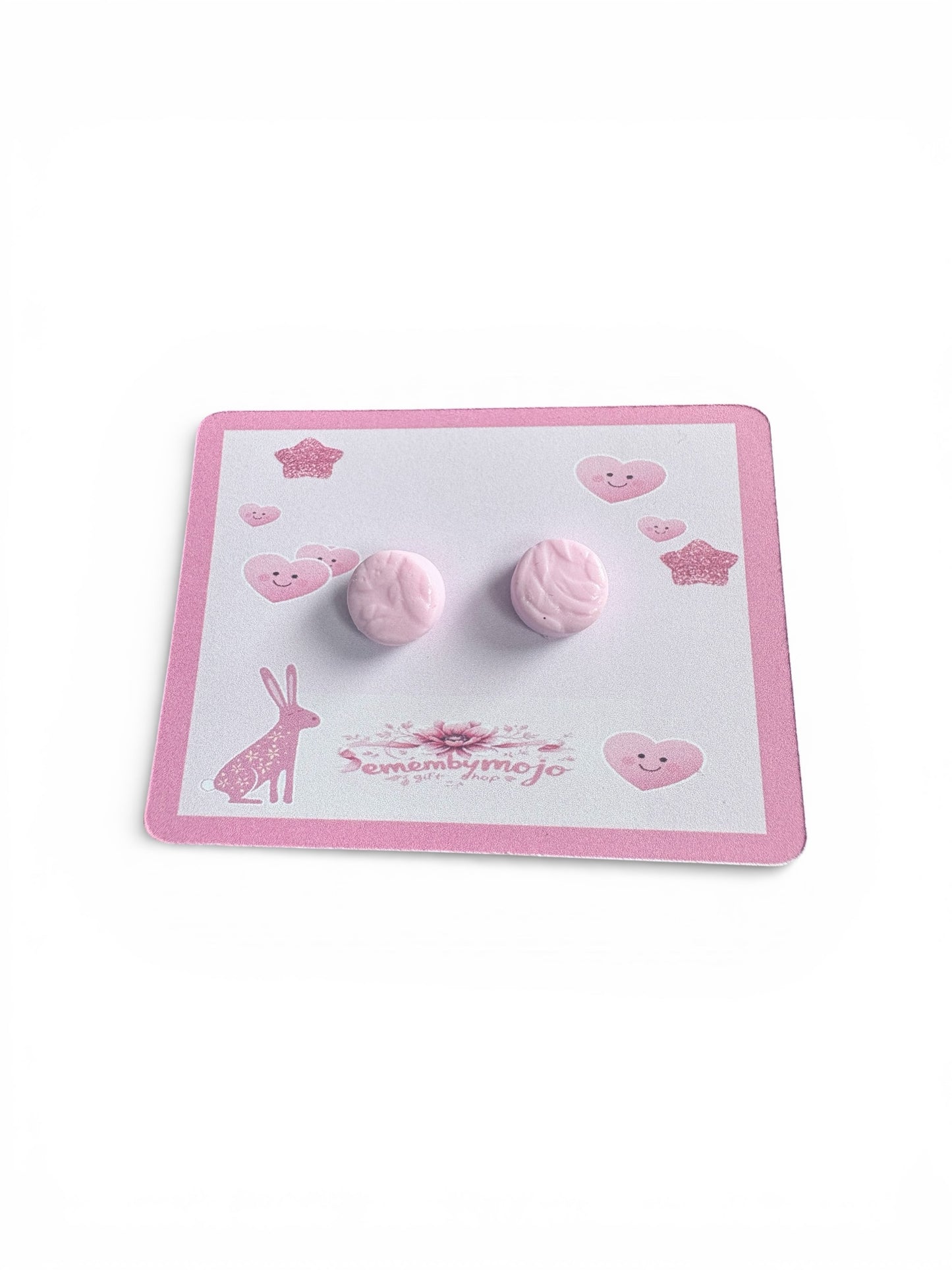 Handmade Pink Clay Stud Earrings