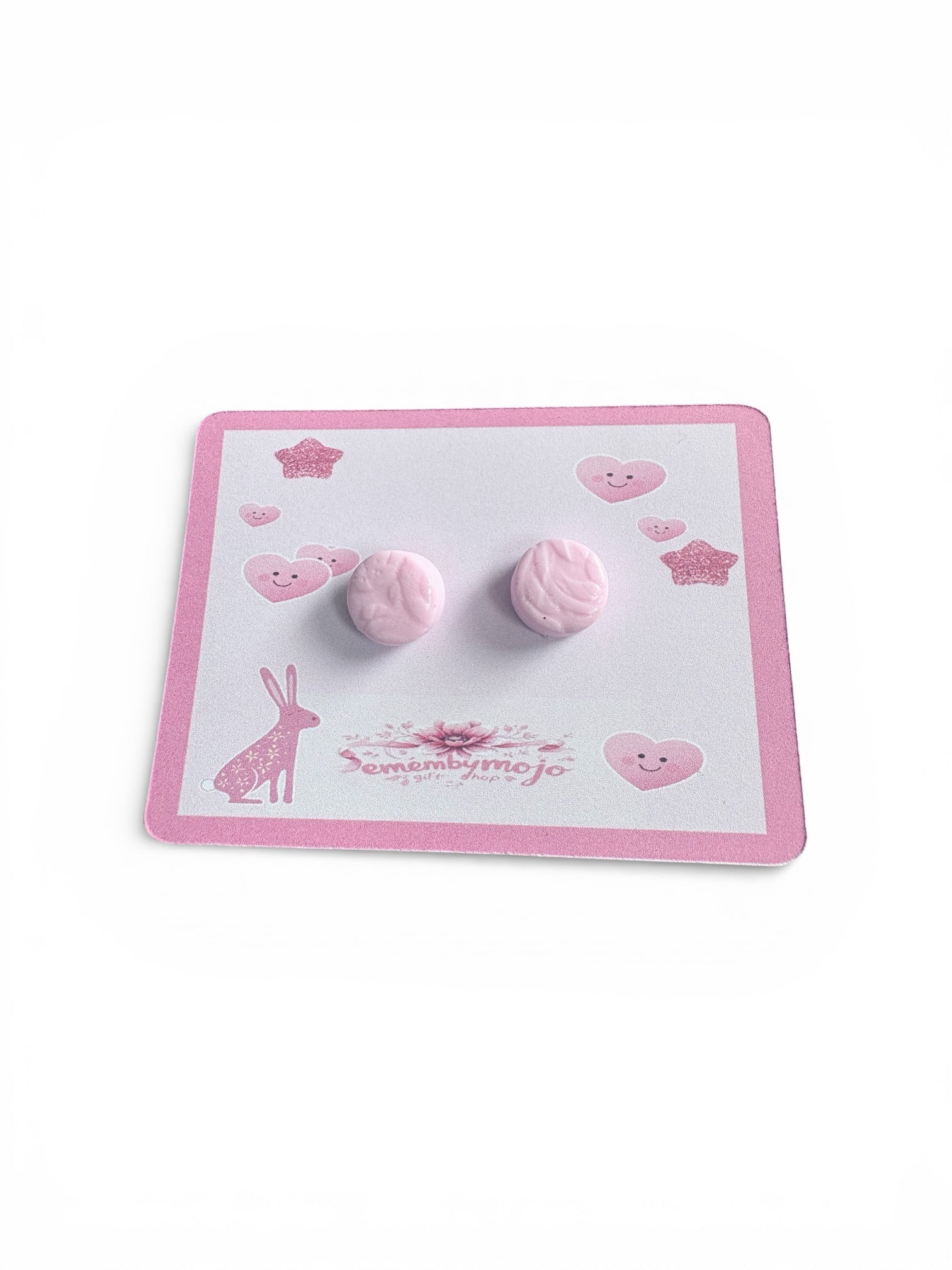 Handmade Pink Clay Stud Earrings