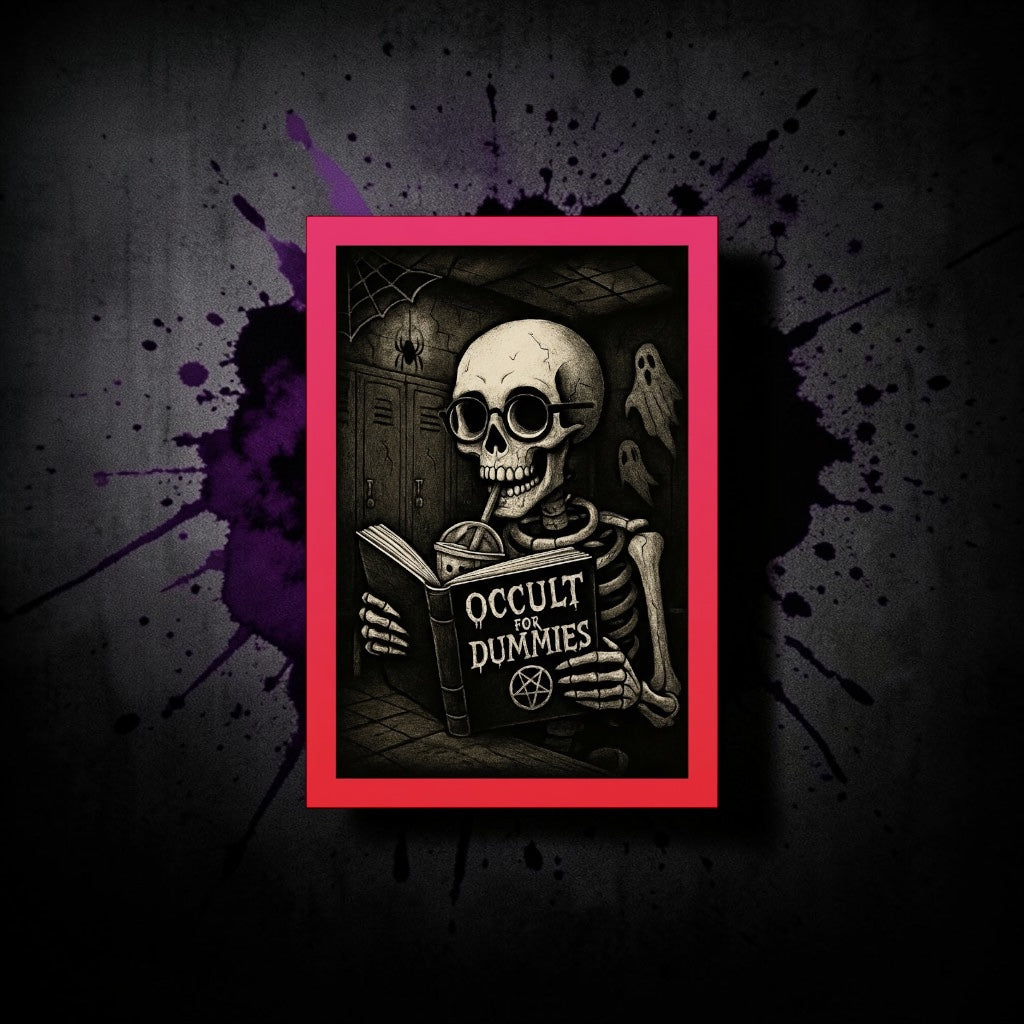 Occult for Dummies Gothic Print - Skeleton Reading Book Wall Art