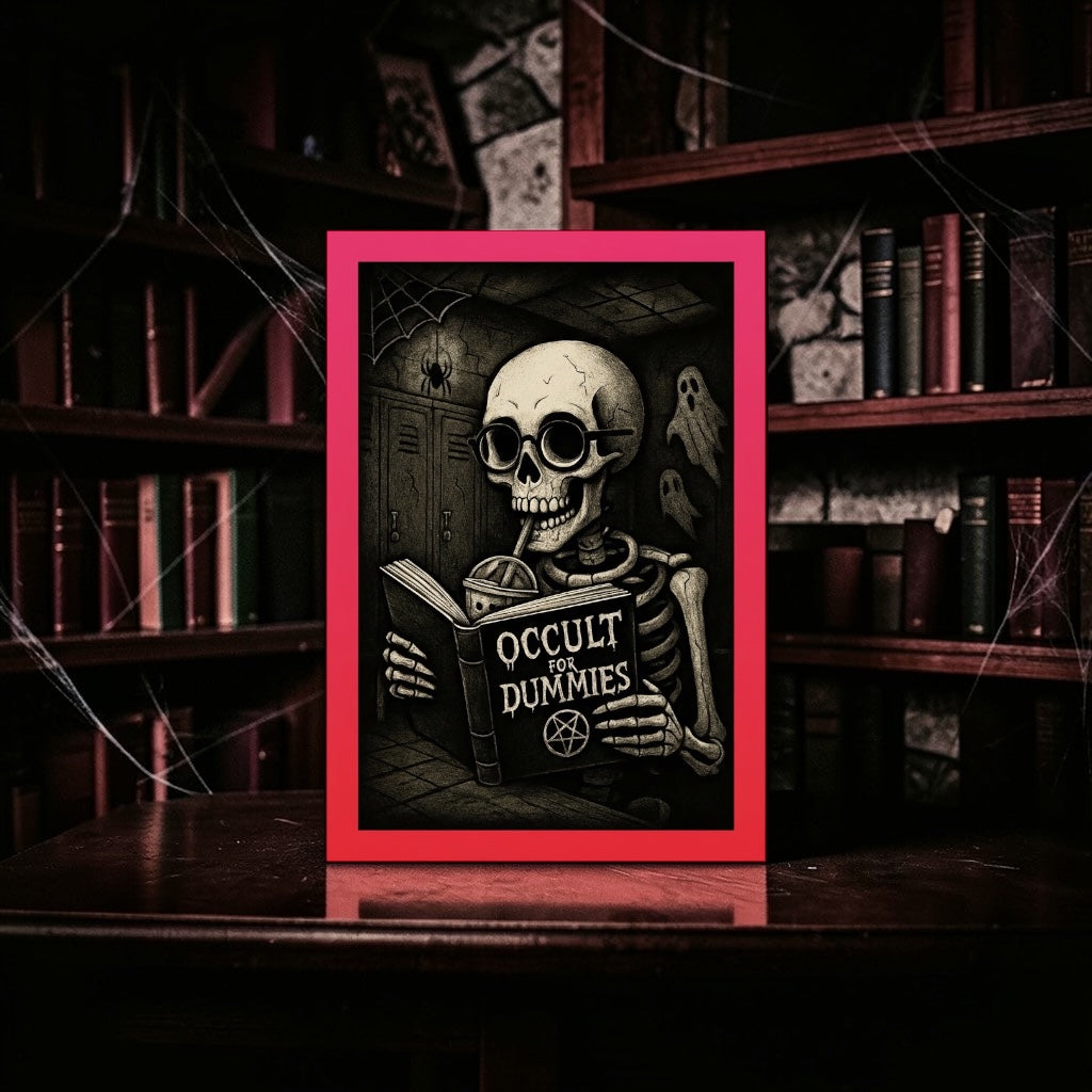 Occult for Dummies Gothic Print - Skeleton Reading Book Wall Art