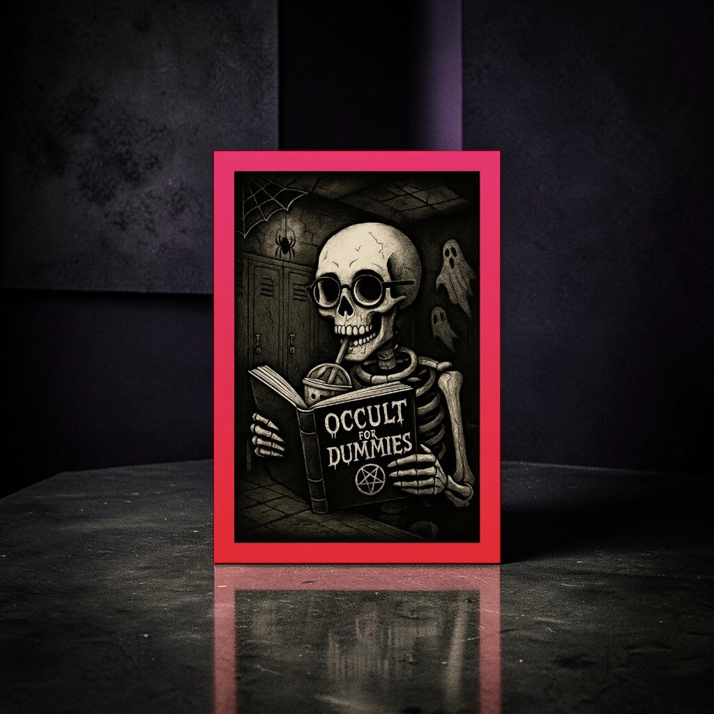 Occult for Dummies Gothic Print - Skeleton Reading Book Wall Art