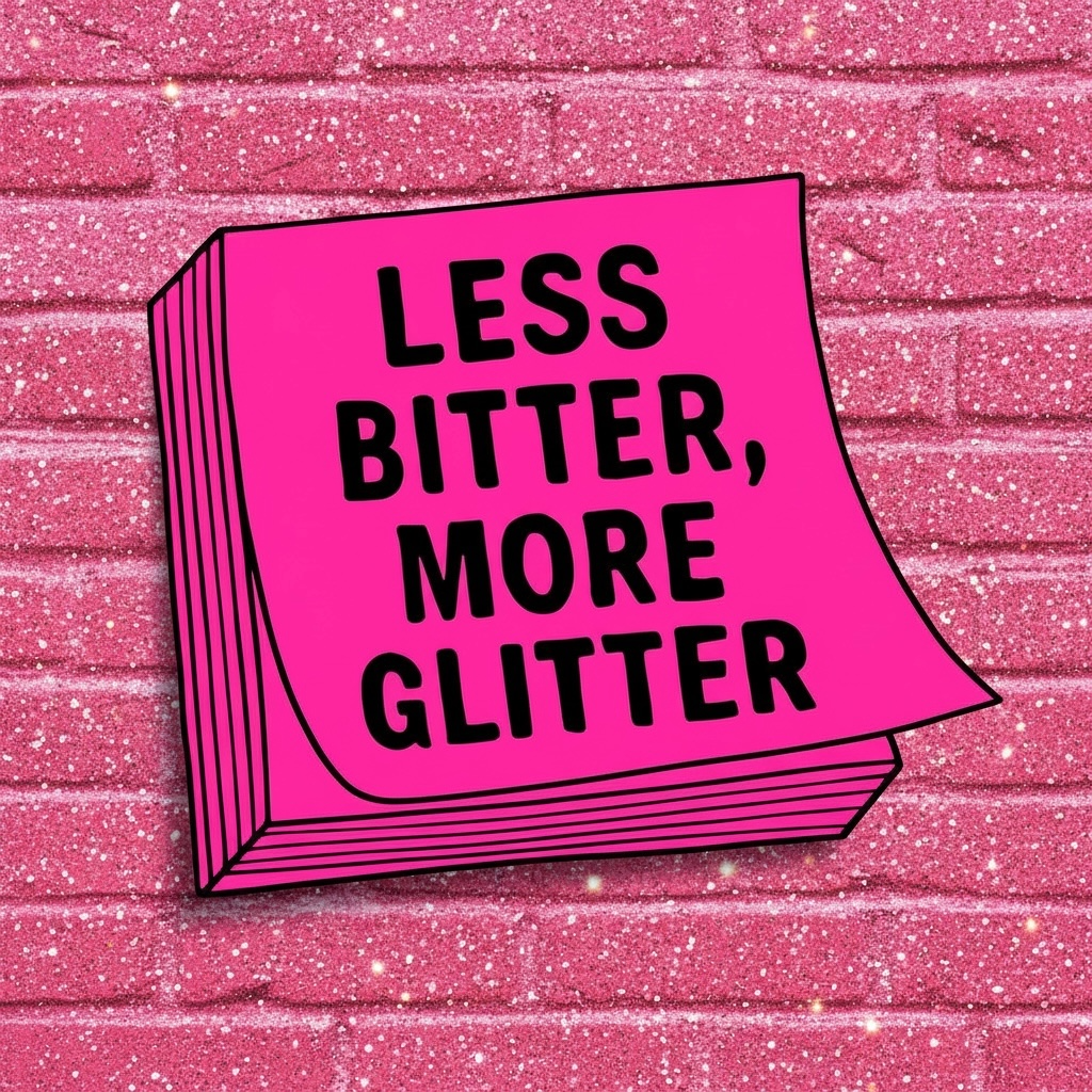 Less Bitter More Glitter Pink Print - Motivational Wall Art