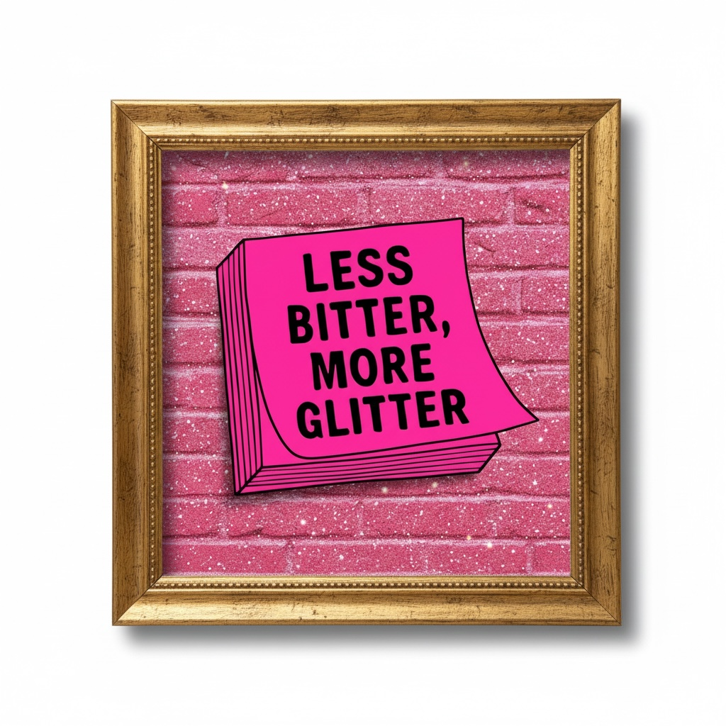 Less Bitter More Glitter Pink Print - Motivational Wall Art