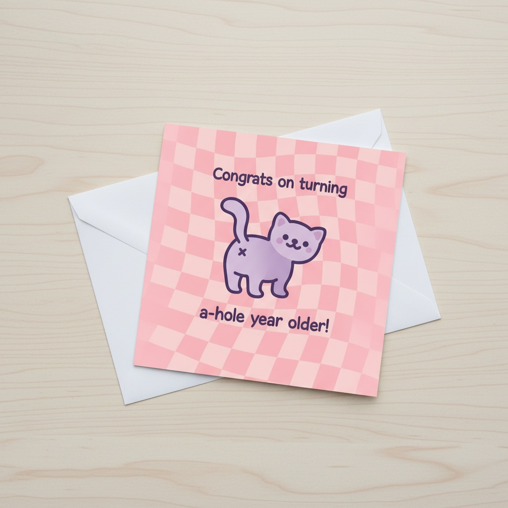 Funny Cat Birthday Card - Congrats on Turning A-Hole Year Older