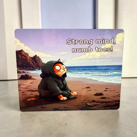 Wild Swimming Cat Wooden Photo Frame - Strong Mind Numb Toes