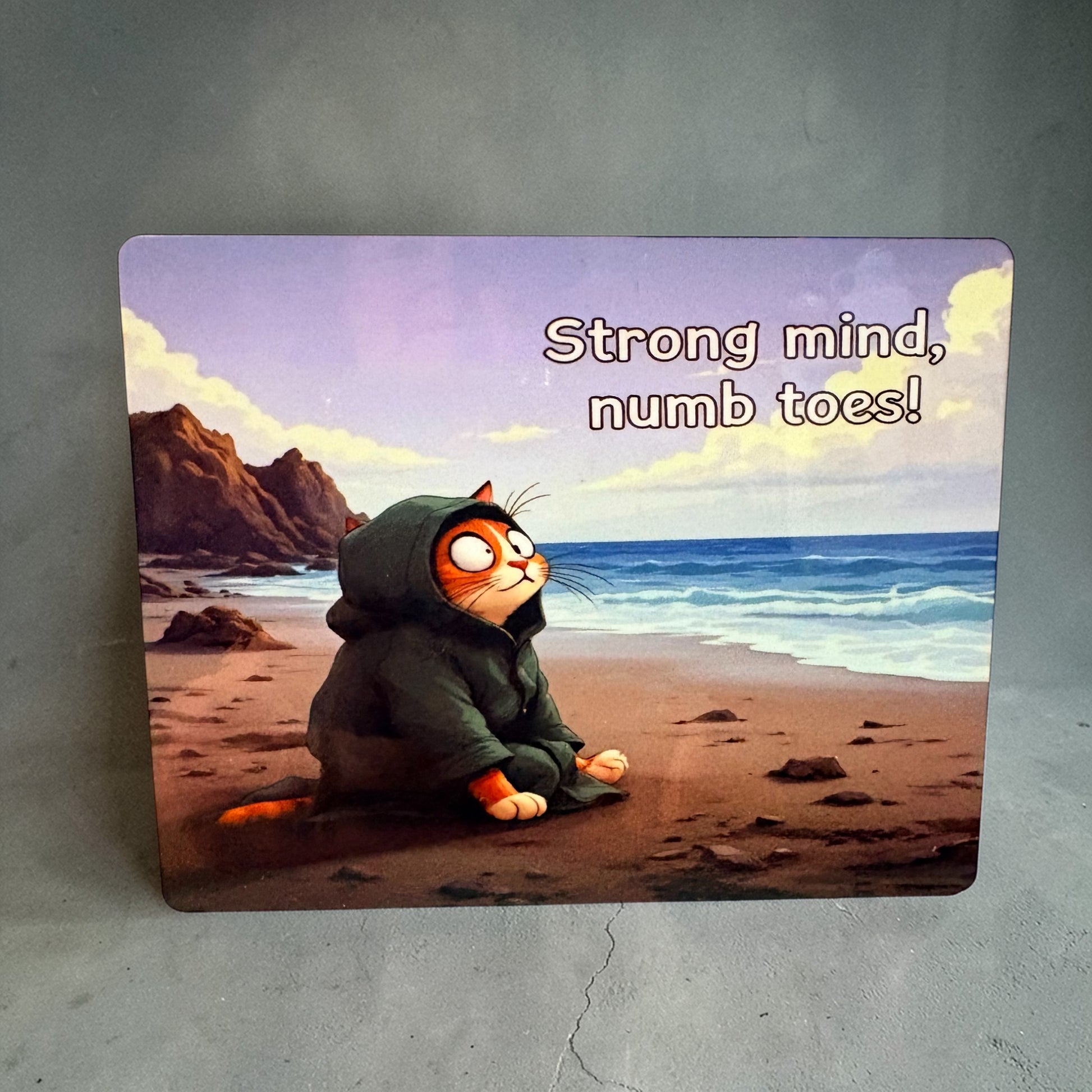 Wild Swimming Cat Wooden Photo Frame - Strong Mind Numb Toes