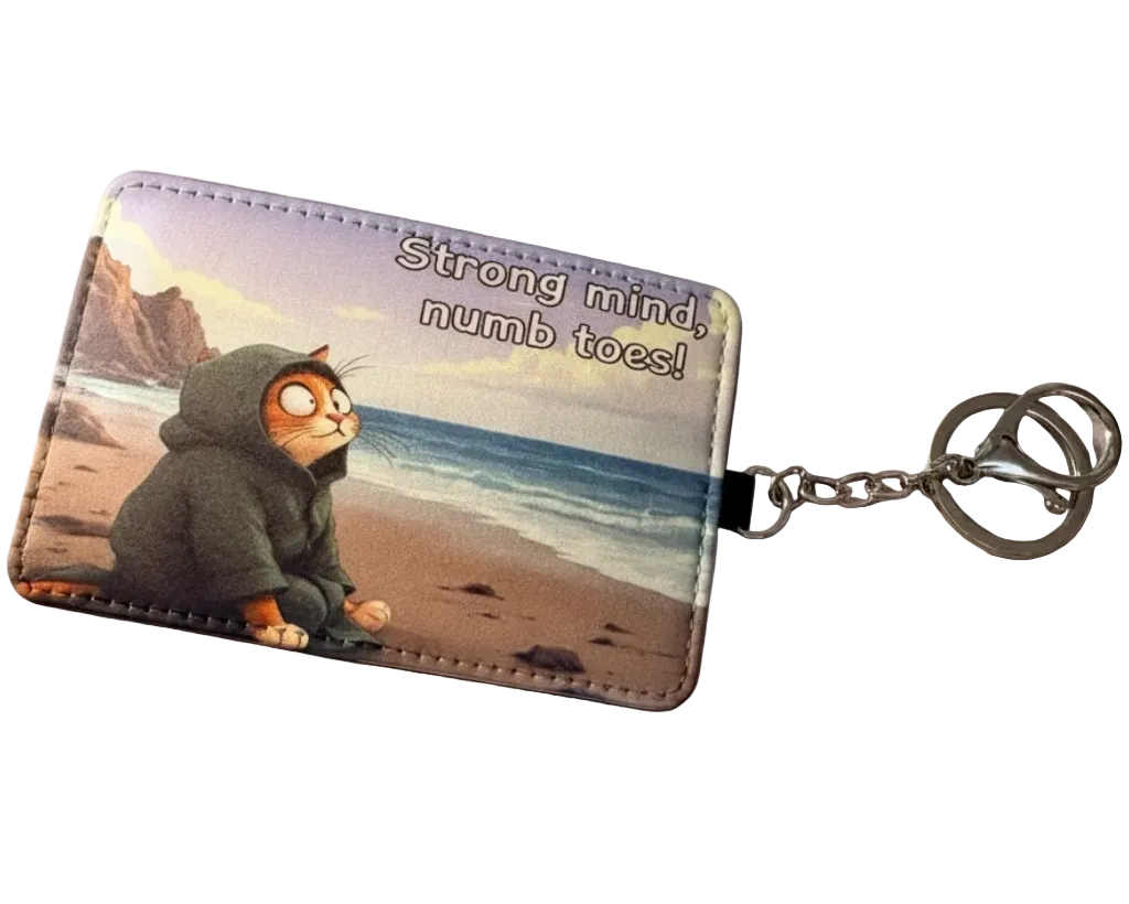 Wild Swimming Cat Card Wallet & Luggage Tag - Strong Mind Numb Toes
