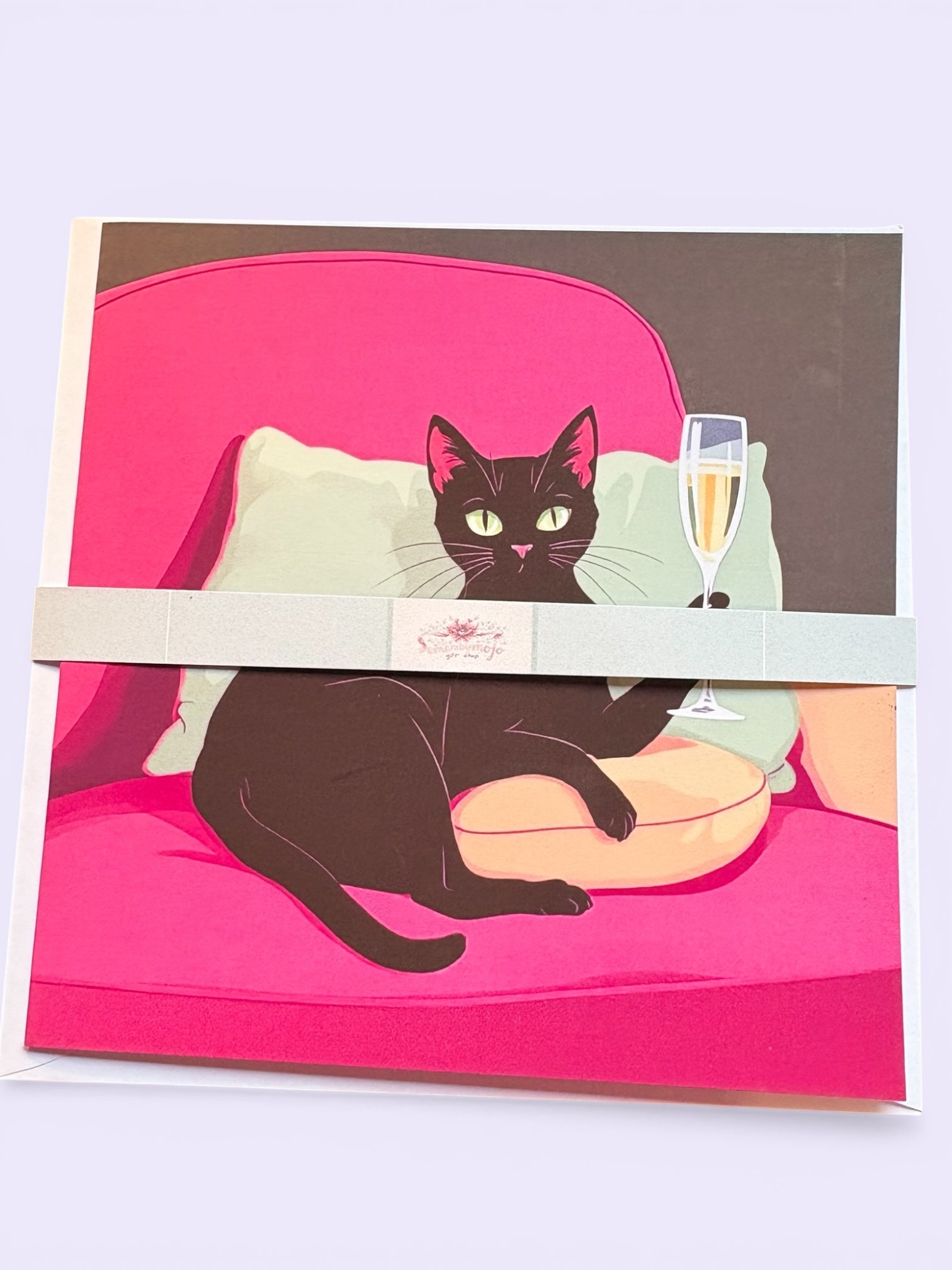 Personalised Cat Champagne Card - Cute 6x6 Celebration Card