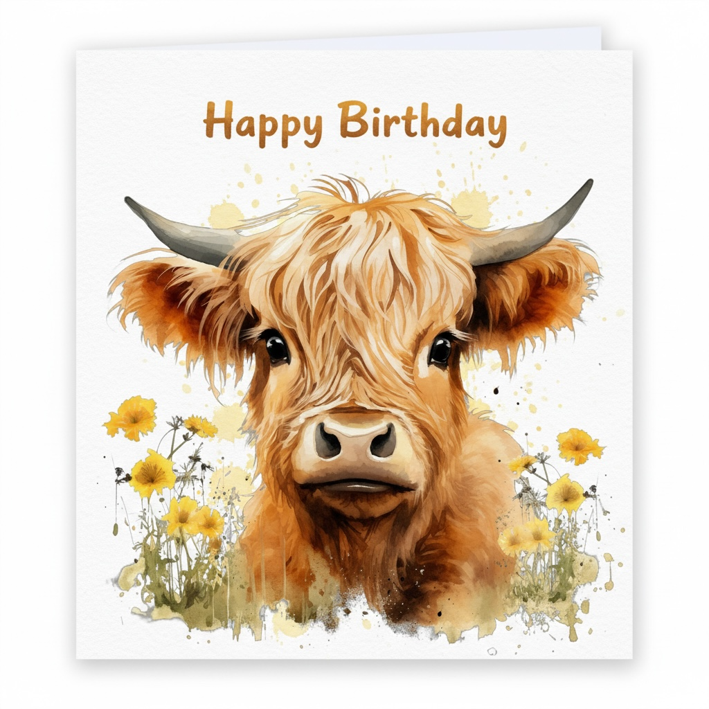 Handmade Highland Cow Card – Cute Scottish Gift