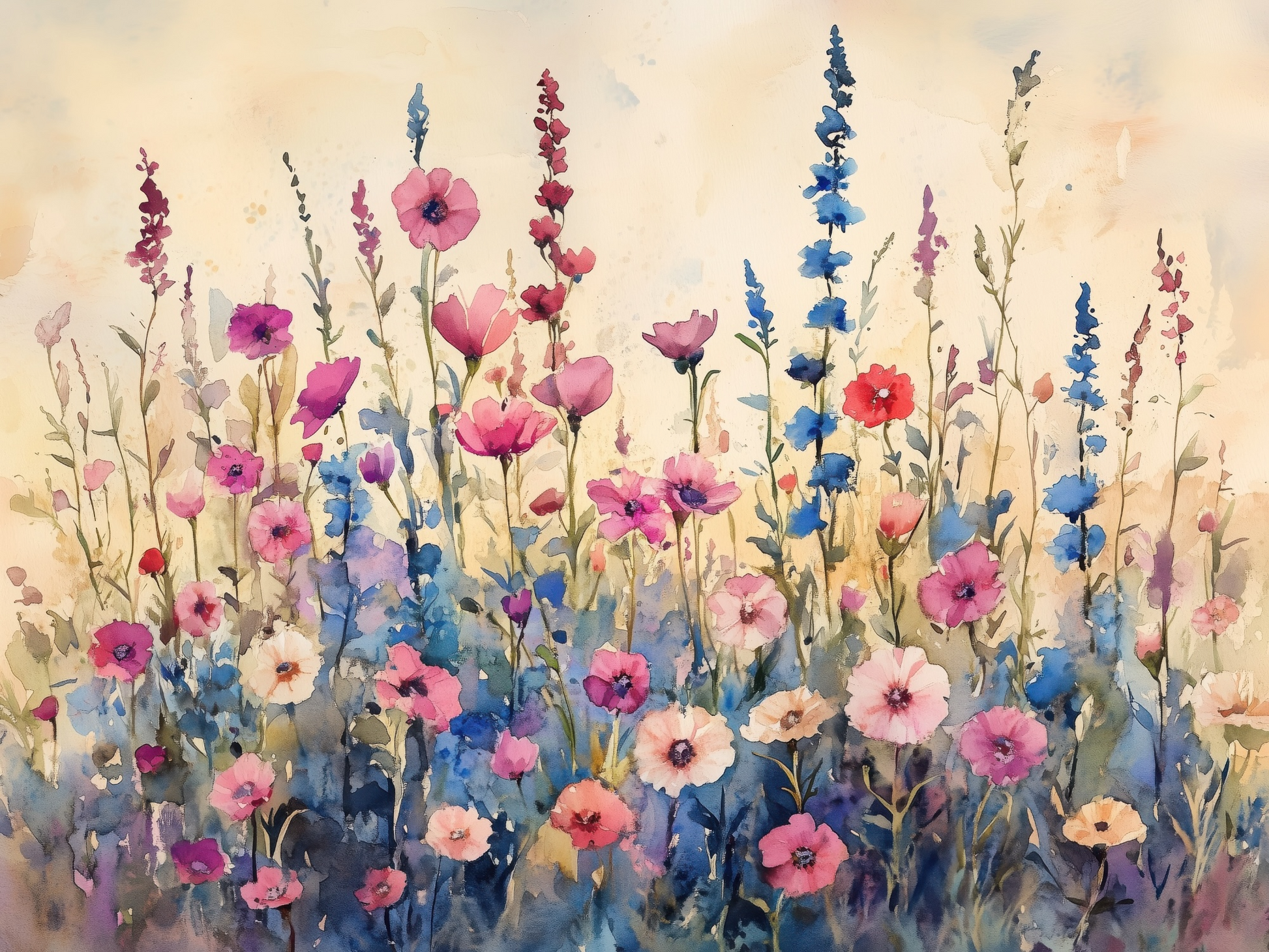 Personalised Meadow Flowers Card - Handmade 6x6 Greeting Card