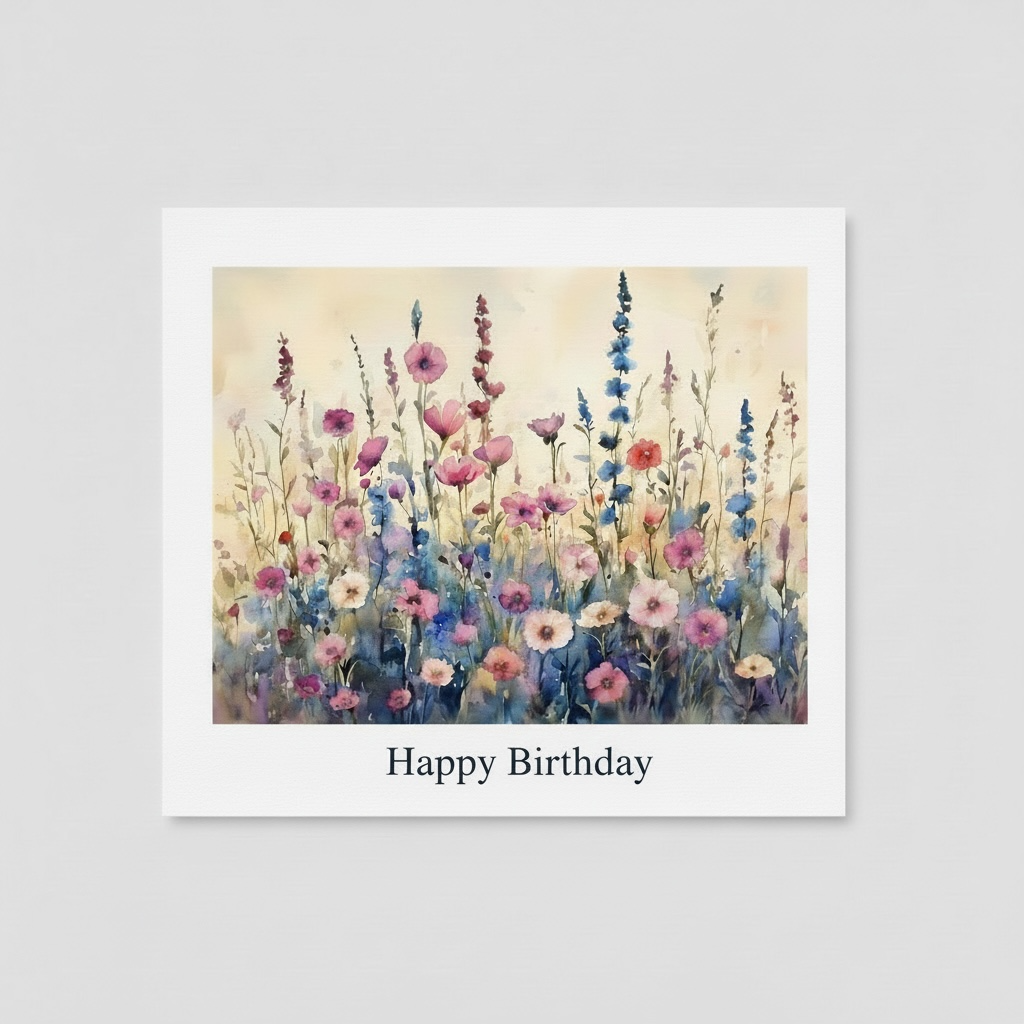 Personalised Meadow Flowers Card - Handmade 6x6 Greeting Card