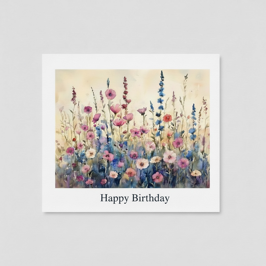 Personalised Meadow Flowers Card - Handmade 6x6 Greeting Card