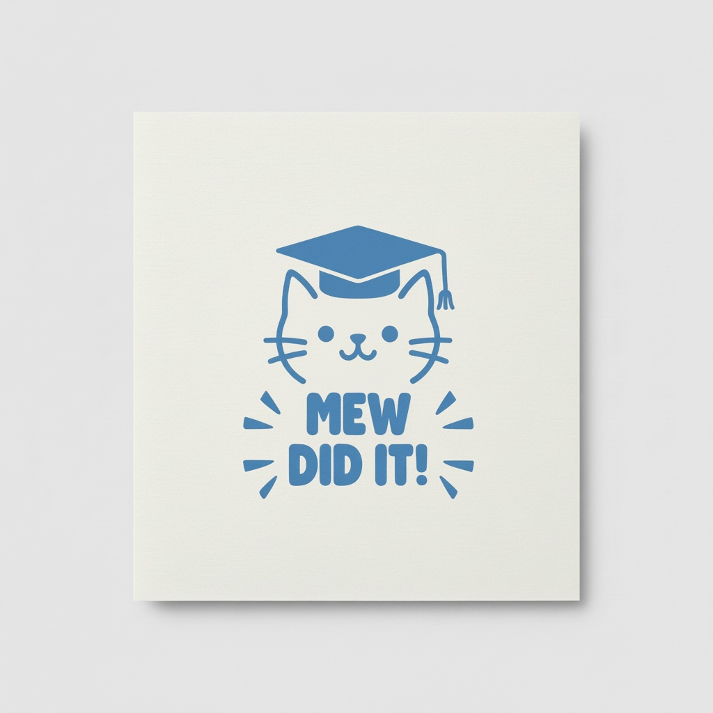 Personalised Cat Graduation Card – Blue or Pink